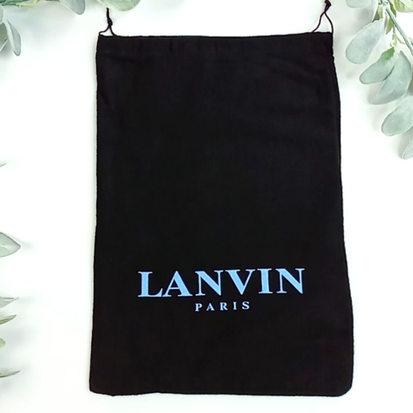 LANVIN PARIS Flannel Dust Bag/Dust Cover Double Drawstring Black 10.25W X 15L - Picture 2 of 6